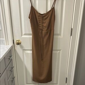 See You Monday Brown Spaghetti Strap Slip Dress